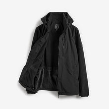 Load image into Gallery viewer, Black Shower Resistant Lightweight Hooded Jacket With Fleece Lining - Allsport