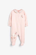 Load image into Gallery viewer, Pink 3 Pack Floral Sleepsuits (up to 18 months) - Allsport
