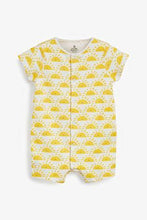 Load image into Gallery viewer, Yellow 3 Pack GOTS Organic Sunshine Rainbow Rompers (up to 18 months) - Allsport