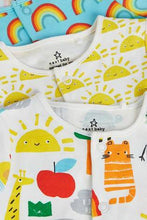 Load image into Gallery viewer, Yellow 3 Pack GOTS Organic Sunshine Rainbow Rompers (up to 18 months) - Allsport
