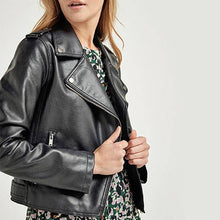 Load image into Gallery viewer, Black Faux Leather Biker Jacket - Allsport