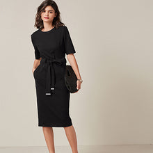 Load image into Gallery viewer, Black Ponte Bodycon Dress - Allsport