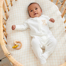 Load image into Gallery viewer, 3 Pack Delicate Appliqué Baby Tan Bear Sleepsuits (0-9mths) - Allsport