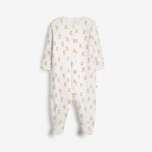 Load image into Gallery viewer, 3 Pack Delicate Appliqué Baby Tan Bear Sleepsuits (0-9mths) - Allsport