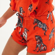 Load image into Gallery viewer, Orange Zebra Organic Cotton Short Playsuit (3mths-7yrs) - Allsport