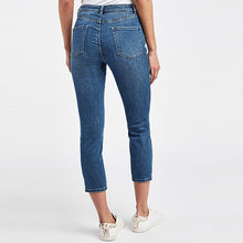Load image into Gallery viewer, Mid Blue Denim Skinny Cropped Jeans