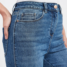 Load image into Gallery viewer, Mid Blue Denim Skinny Cropped Jeans