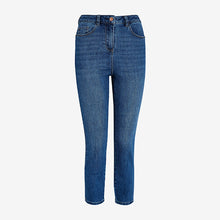 Load image into Gallery viewer, Mid Blue Denim Skinny Cropped Jeans