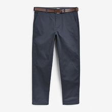 Load image into Gallery viewer, Blue Straight Fit Belted Geo Print Chino Trousers - Allsport