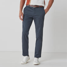 Load image into Gallery viewer, Blue Straight Fit Belted Geo Print Chino Trousers - Allsport