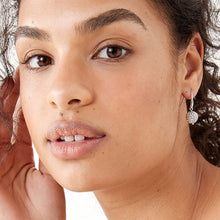 Load image into Gallery viewer, Silver Tone Pave Ball Drop Earrings