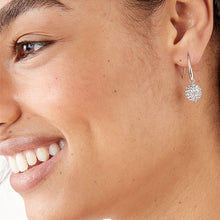 Load image into Gallery viewer, Silver Tone Pave Ball Drop Earrings