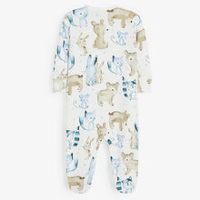 Load image into Gallery viewer, Pale Blue 3 Pack Bear Sleepsuits (0mths-18mths) - Allsport