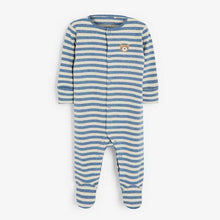 Load image into Gallery viewer, Pale Blue 3 Pack Bear Sleepsuits (0mths-18mths) - Allsport