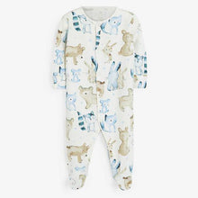 Load image into Gallery viewer, Pale Blue 3 Pack Bear Sleepsuits (0mths-18mths) - Allsport