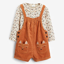 Load image into Gallery viewer, Orange 3 Piece Character Dungarees With Top And Tights Set (3mths-6yrs)