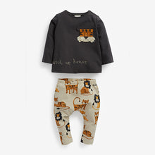 Load image into Gallery viewer, Baby 2 Pack Dark Grey Lion T-Shirt & Leggings Set (0mths-18mths) - Allsport