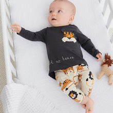 Load image into Gallery viewer, Baby 2 Pack Dark Grey Lion T-Shirt & Leggings Set (0mths-18mths) - Allsport