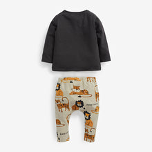 Load image into Gallery viewer, Baby 2 Pack Dark Grey Lion T-Shirt & Leggings Set (0mths-18mths) - Allsport