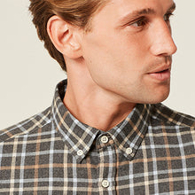 Load image into Gallery viewer, Grey/Neutral Signature Brushed Flannel Check Shirt