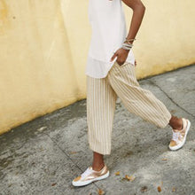 Load image into Gallery viewer, Neutral Stripe Linen Blend Slouch Culottes - Allsport