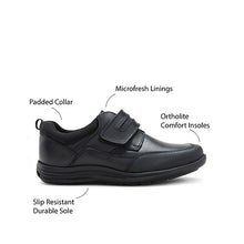 Load image into Gallery viewer, Black School Leather Single Strap Shoes (Older Boys) - Allsport