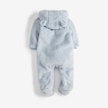 Load image into Gallery viewer, Blue Next Cosy Fleece Bear Baby Pramsuit (0mths-18mths)