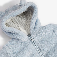 Load image into Gallery viewer, Blue Next Cosy Fleece Bear Baby Pramsuit (0mths-18mths)