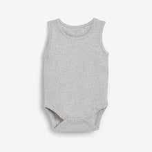 Load image into Gallery viewer, Blue 3 Pack Rib Vest Bodysuits (0mths-18mths) - Allsport