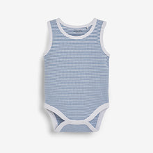 Load image into Gallery viewer, Blue 3 Pack Rib Vest Bodysuits (0mths-18mths) - Allsport