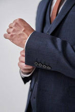 Load image into Gallery viewer, Navy / Black Slim Fit Check Suit: Jacket - Allsport