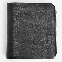 Load image into Gallery viewer, Black Leather Zipped Pocket Trifold Wallet - Allsport