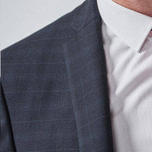 Load image into Gallery viewer, Navy/Black Tailored Fit Check Suit: Jacket - Allsport