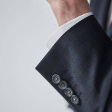 Load image into Gallery viewer, Navy/Black Tailored Fit Check Suit: Jacket - Allsport