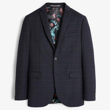 Load image into Gallery viewer, Navy/Black Tailored Fit Check Suit: Jacket - Allsport