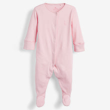 Load image into Gallery viewer, Pink/White 3 Pack Cotton Baby Sleepsuits (0-2yrs)