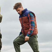 Load image into Gallery viewer, Brown/Navy Mr Blue Sky Colourblock Gilet