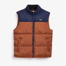 Load image into Gallery viewer, Brown/Navy Mr Blue Sky Colourblock Gilet