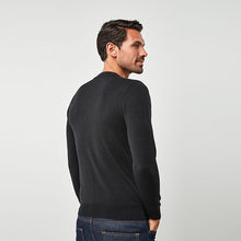 Load image into Gallery viewer, Black Neck Crew Soft Touch Jumper