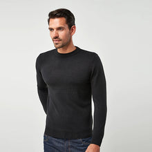 Load image into Gallery viewer, Black Neck Crew Soft Touch Jumper