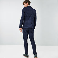 Load image into Gallery viewer, Blue Skinny Fit Check Suit: Jacket - Allsport