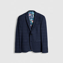 Load image into Gallery viewer, Blue Skinny Fit Check Jacket - Allsport