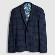 Load image into Gallery viewer, Blue Skinny Fit Check Suit: Jacket - Allsport