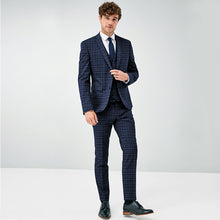 Load image into Gallery viewer, Blue Skinny Fit Check Suit: Jacket - Allsport