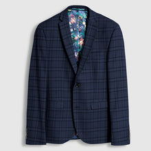 Load image into Gallery viewer, Blue Skinny Fit Check Suit: Jacket - Allsport