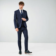 Load image into Gallery viewer, Blue Skinny Fit Check Jacket - Allsport