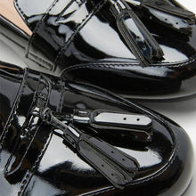 Load image into Gallery viewer, Black Patent Cleated Tassel Loafers - Allsport