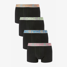 Load image into Gallery viewer, Black Neon Rubber Waistband Hipster Boxers 4 Pack