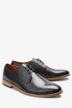 Load image into Gallery viewer, Black Contrast Sole Leather Derby Shoes - Allsport