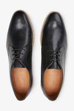 Load image into Gallery viewer, Black Contrast Sole Leather Derby Shoes - Allsport